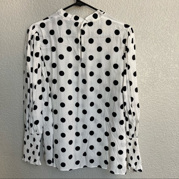 Sold Zara Woman Polka Dot Smocked Blouse NWT Size S - Picture 6 of 7